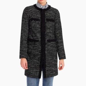 NWT J.Crew tweed lurex lady coat with braided trim